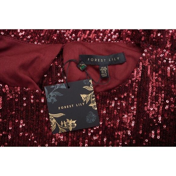 Forest Lily Womens Red Sequin Shift Dress M Medium Short Sleeved Party NWT - Picture 6 of 6